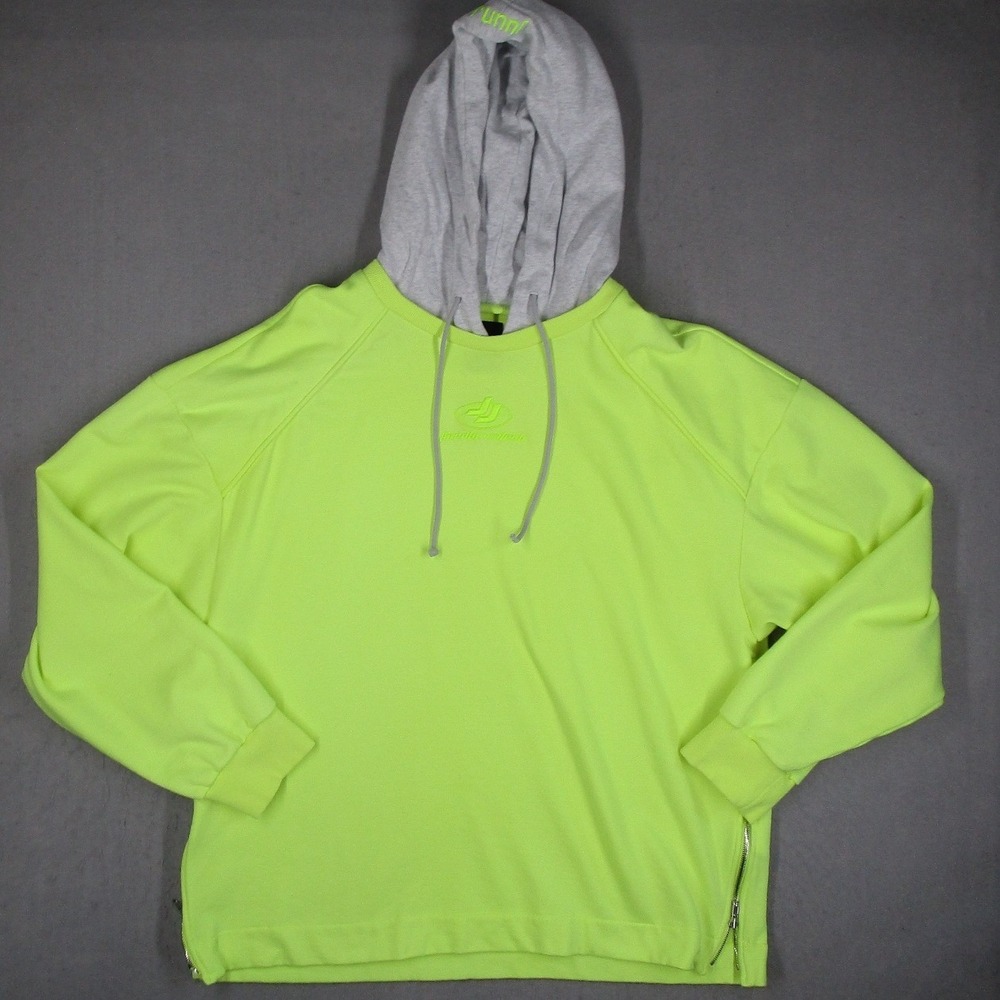 Juun.J Neon Yellow Grey Contrast Hoodie Side Zip Mens Large JC9241P02F